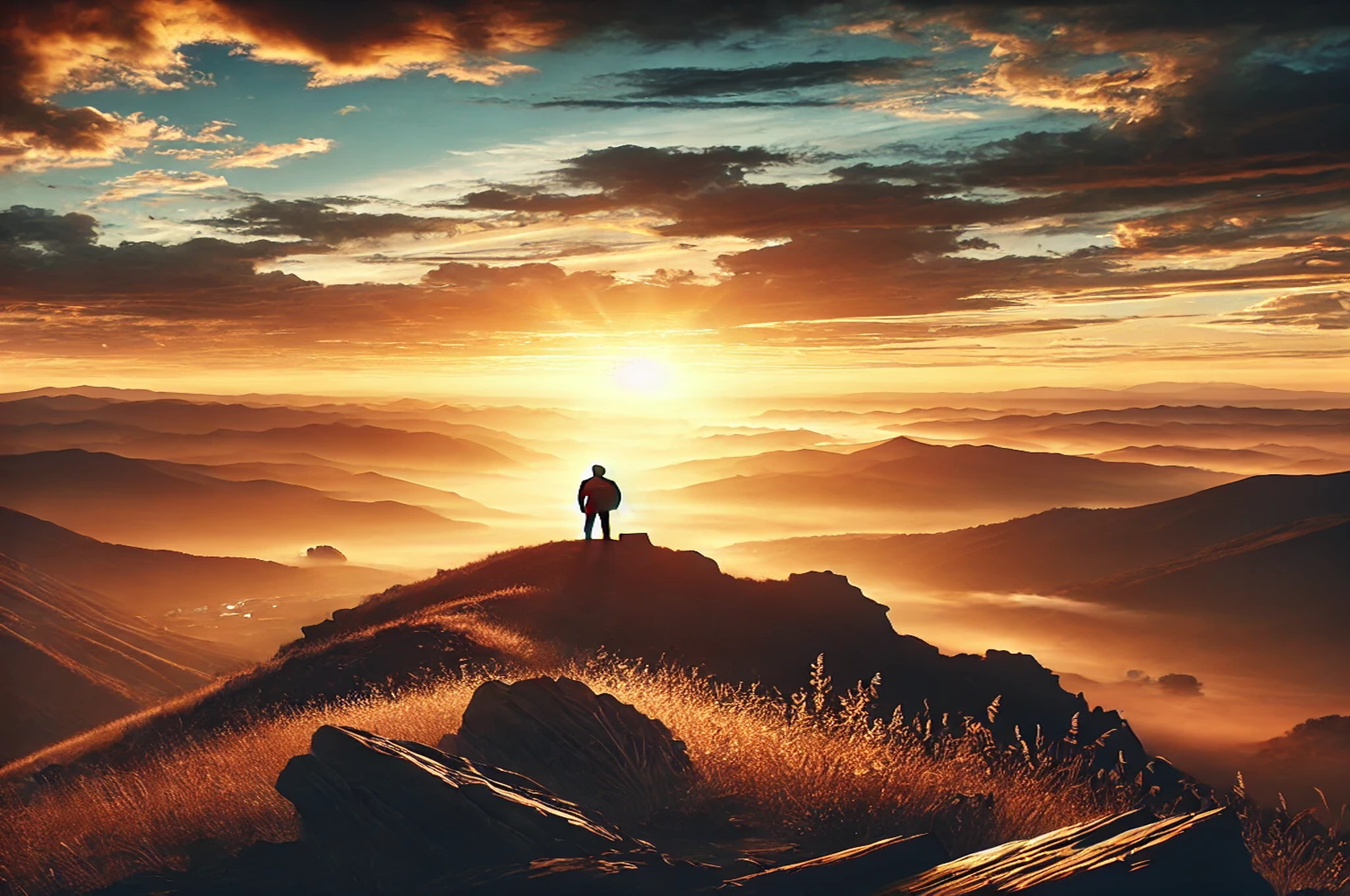 inspirational mage A men standing On Mountain Top